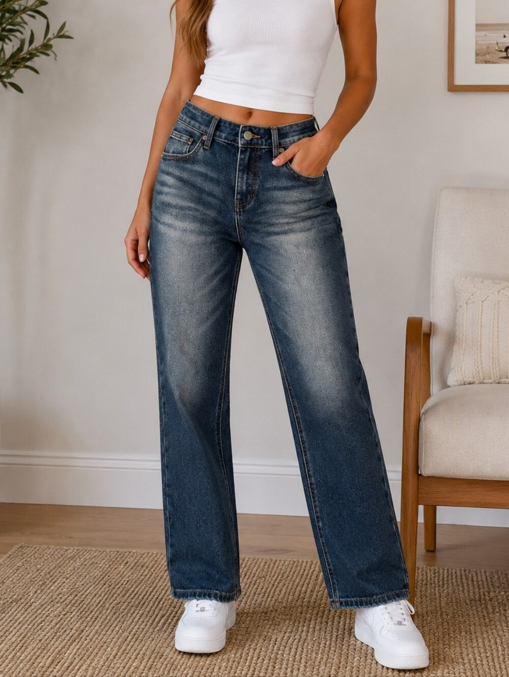 Flamingals Straight Leg Medium Wash Jeans NWT Medium